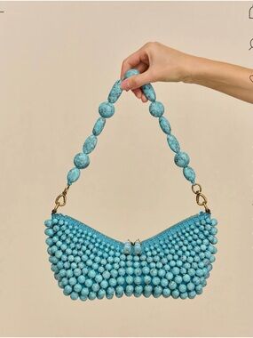 cult gaia Turquoise Beaded Mini Shoulder Bag